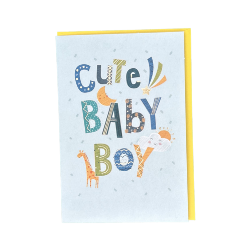 Everyday birth boy cut giraffe sun and moon blue