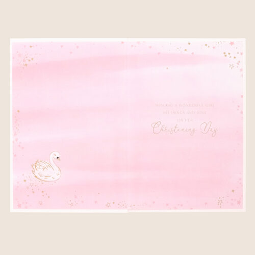 Everyday christening girl pink swan gold stars - Image 4