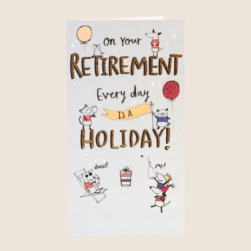 Everyday retirement cartoons banner pale blue