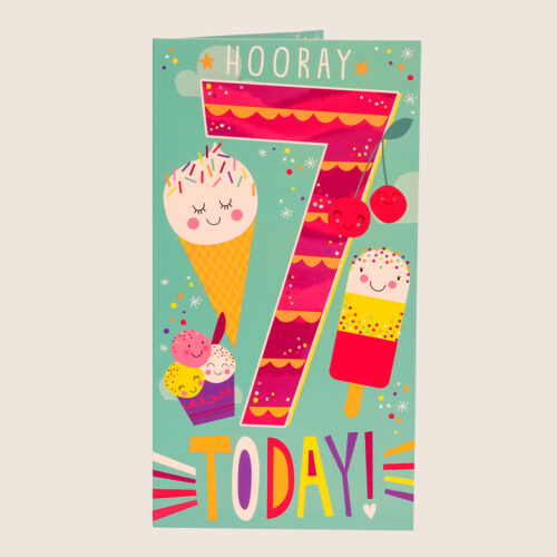 Everyday kids girl age 7 ice cream hooray purple