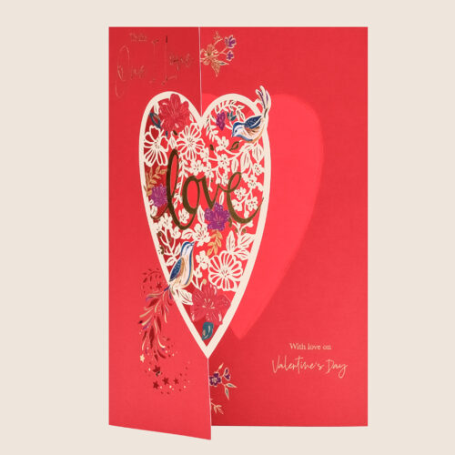 Valentines one I love heart cutout 3d love birds and flowers