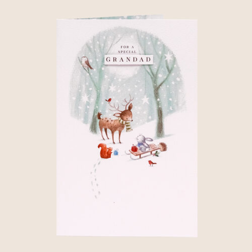 Christmas grandad snowy forest stars wholesome animals